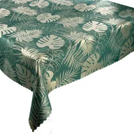 Obrusy i serwetki - Dwustronny Obrus Plamoodporny Liście Monstera Zielony Złoty -160x260 cm - miniaturka - grafika 1