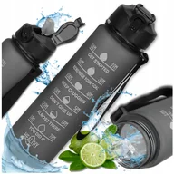 Shakery i bidony sportowe - Butelka motywacyjna TRESSARI bidon z TRITANU uchwytem 1l na wodę BPA FREE - miniaturka - grafika 1