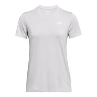 Koszulki i topy damskie - Damska Koszulka z krótkim rękawem UNDER ARMOUR TECH SSC- TWIST 1384230-014 – Szary - miniaturka - grafika 1
