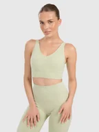 Bielizna sportowa damska - 4F Biustonosz do jogi i pilatesu ze średnim wsparciem damski - zielony M/L - miniaturka - grafika 1