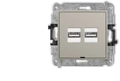 Gniazdka elektryczne - Karlik MINI Mechanizm ładowarki USB podwójnej 2xUSB A, 15,5W max., 5V, 3.1A taupe 60MCUSBBO-6 - miniaturka - grafika 1