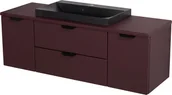 Szafki łazienkowe - Burgundowa szafka łazienkowa wisząca z czarną umywalką nablatową czarny uchwyt 120 cm Magnolia - miniaturka - grafika 1