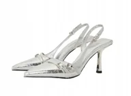 Czółenka - EVEN&ODD SREBRNE CZÓŁENKA Z PASKIEM I SZPILKĄ LAKIEROWANE 43 T6A - miniaturka - grafika 1