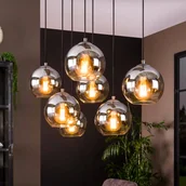 Lampy sufitowe - ZIJLSTRA Lampa wisząca szklana Allessandra, możliwość ściemniania, aluminiowy / szary / cynkowy, salon / jadalnia, szkło - miniaturka - grafika 1