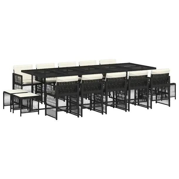 Zestaw mebli ogrodowych z czarnego rattanu PE, 275 x 106 x 73 cm
