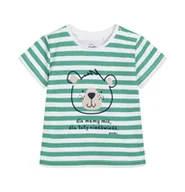 Bluzki dla niemowląt - T-shirt dla dziecka do 2 lat, z misiem i napisem dla mamy miś, dla taty niedźwiedź, w paski - miniaturka - grafika 1