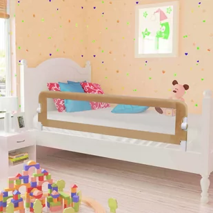 VIDAXL, Barierka do łóżeczka dziecięcego, Taupe, 42x150 cm - Zabezpieczenia dla dzieci - miniaturka - grafika 1