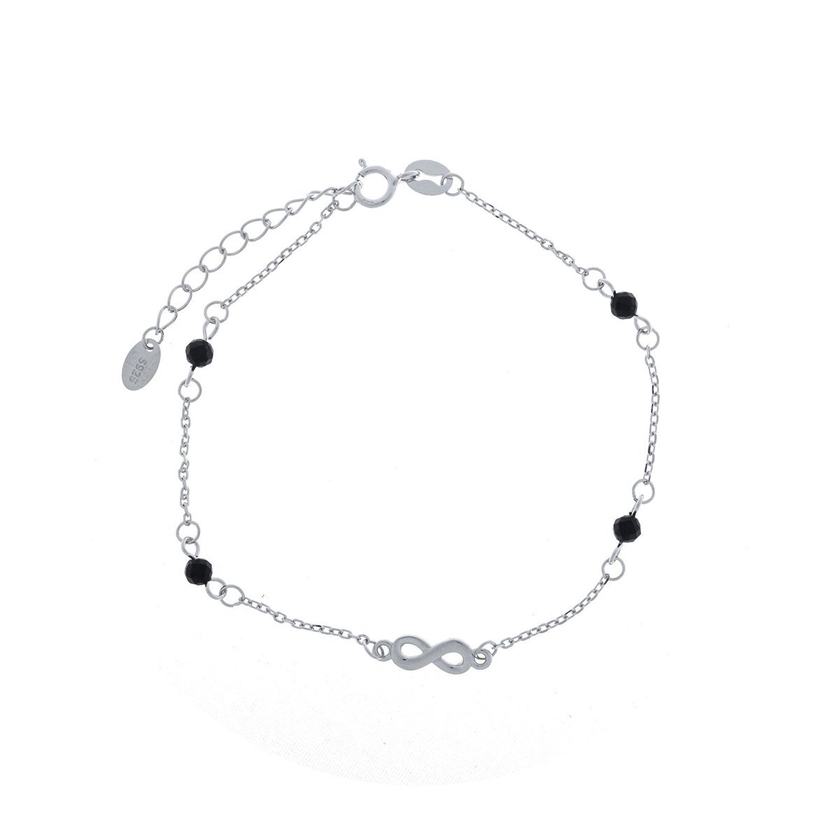Srebrna bransoletka 925 Nieskończoność Onyks