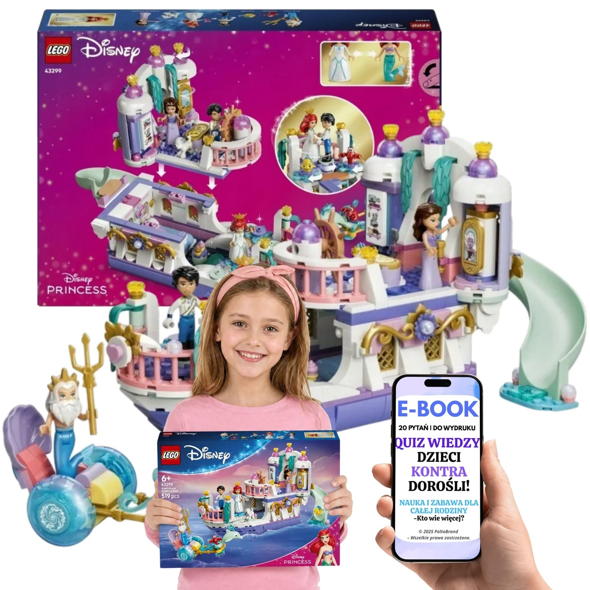 LEGO DISNEY DLA CÓRKI Królewska łódź weselna Arielki • dla Fana Księżniczki Disneya 43299