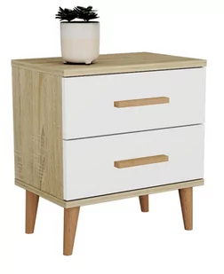 Oslo 2 Szafka Nocna Sonoma+ Biały - Szafki nocne - miniaturka - grafika 1
