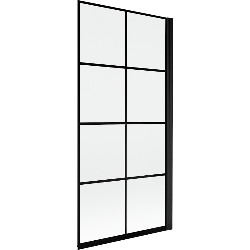 Mexen Mist parawan nawannowy 1-skrzydłowy prawy 90 x 150 cm, czarna kratka, czarny - 8A9-090-001-70-77-P