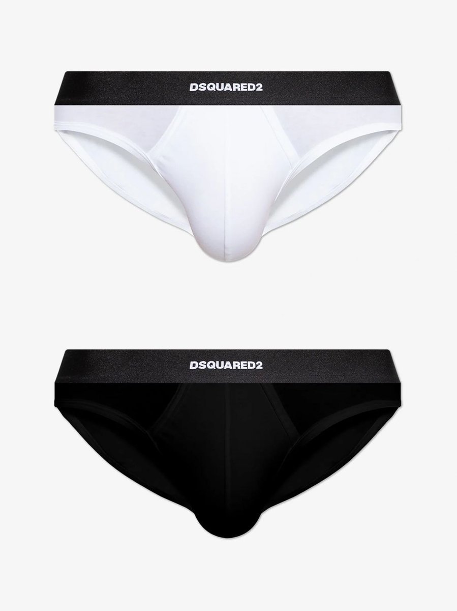 intimo slip uomo dsquared2 dcx200070 - twin 2pack brief 010 black/white