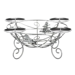 Adwentowy świecznik metalowy Starlights, srebrny, 27 x 13 x 27 cm - Ozdoby bożonarodzeniowe - miniaturka - grafika 1