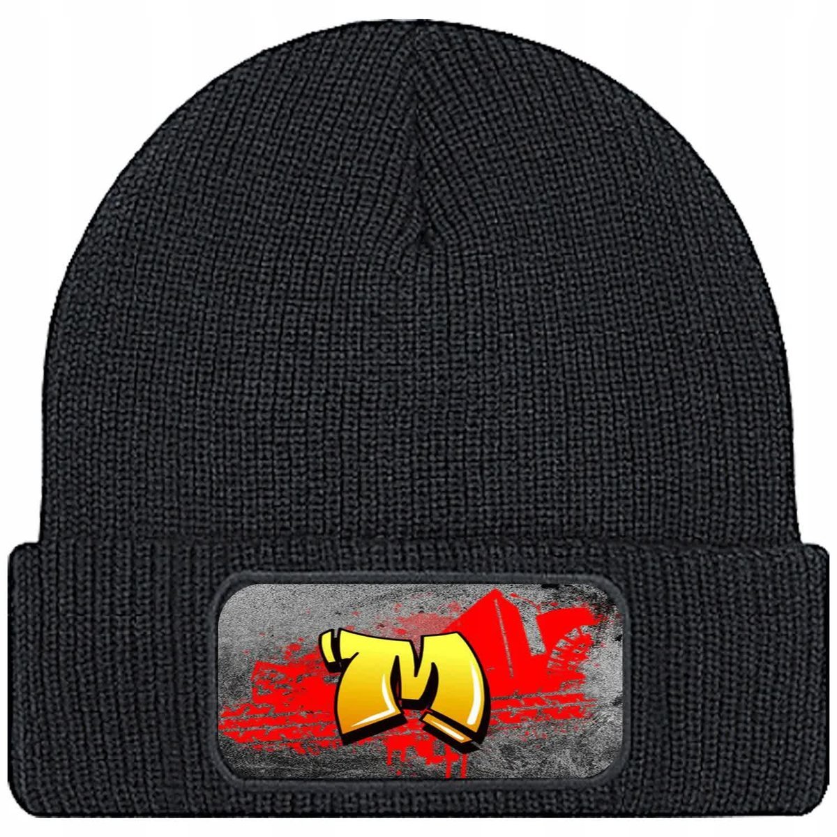 Czapka Jesienna Bawełniana ZIMOWA Czarna M GRAFITTI Na Prezent Wzory