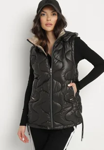 Czarna Kamizelka Pikowana z Odpinanym Kapturem Vilzeki - Kamizelki damskie - miniaturka - grafika 1