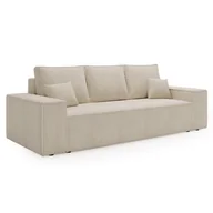 Sofy i kanapy - Sofa rozkładana AGA, sofa z funkcją spania i podstawą do spania, sofa w kolorze: beżowym, sofa rozkładana w tkaninie sztruksowej - miniaturka - grafika 1