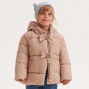Kurtki i płaszcze dla dziewczynek - Reserved - Pikowana kurtka z kapturem - Beżowy - miniaturka - grafika 1