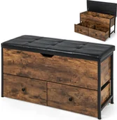 Szafki na buty - Ławka na buty COSTWAY z siedziskiem, tapicerowana ławka z 2 szufladami, regulowanymi podnóżkami i kółkami, półka na buty na zawiasach z miejscem do przechowywania, nośność 150 kg, 101 x 41 x 58 cm - miniaturka - grafika 1