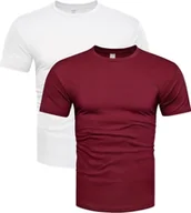 Koszulki męskie - 2-pak koszulek bawełnianych premium biały i bordowy Recea - miniaturka - grafika 1