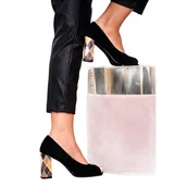 Czółenka - Czółenka Damskie Sergio Leone Zamszowe Czarne PB135 Be Mine! - miniaturka - grafika 1