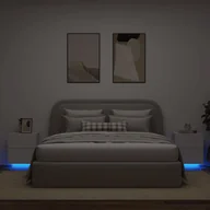 Szafy i szafki dla dzieci - ﻿Szafki nocne z LED, 2 szt., białe, materiał drewnopochodny - miniaturka - grafika 1