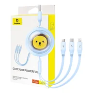 Kable - Kabel ładowania 3w1 Baseus USB do USB-C, USB-M, Lightning 3,5A, 1,1m (niebieski) - miniaturka - grafika 1