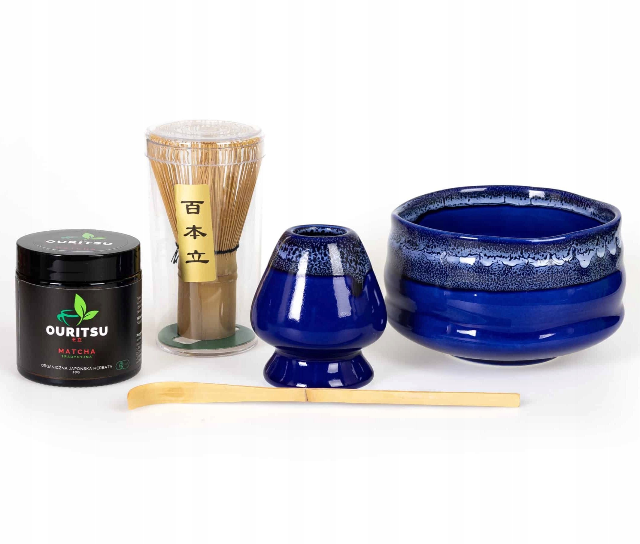 Zestaw prezentowy do herbaty matcha czarka miotełka podstawka łyżeczka
