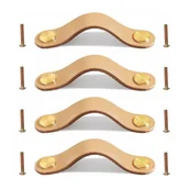 Zawiasy, okucia i inne akcesoria - Uchwyty meblowe - Uchwyty do szuflad - Skóra ekologiczna - 4 sztuki - 20,2 cm - Beżowe - miniaturka - grafika 1