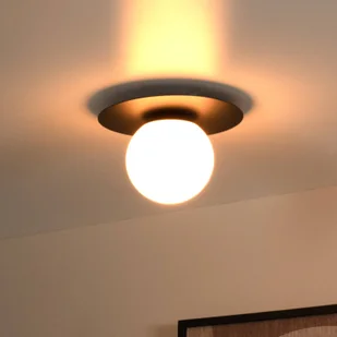 Lucide Lampa sufitowa Tricia, czarna, Ø 25 cm, szklana, 1-punktowa, E27 - Lampy sufitowe - miniaturka - grafika 1