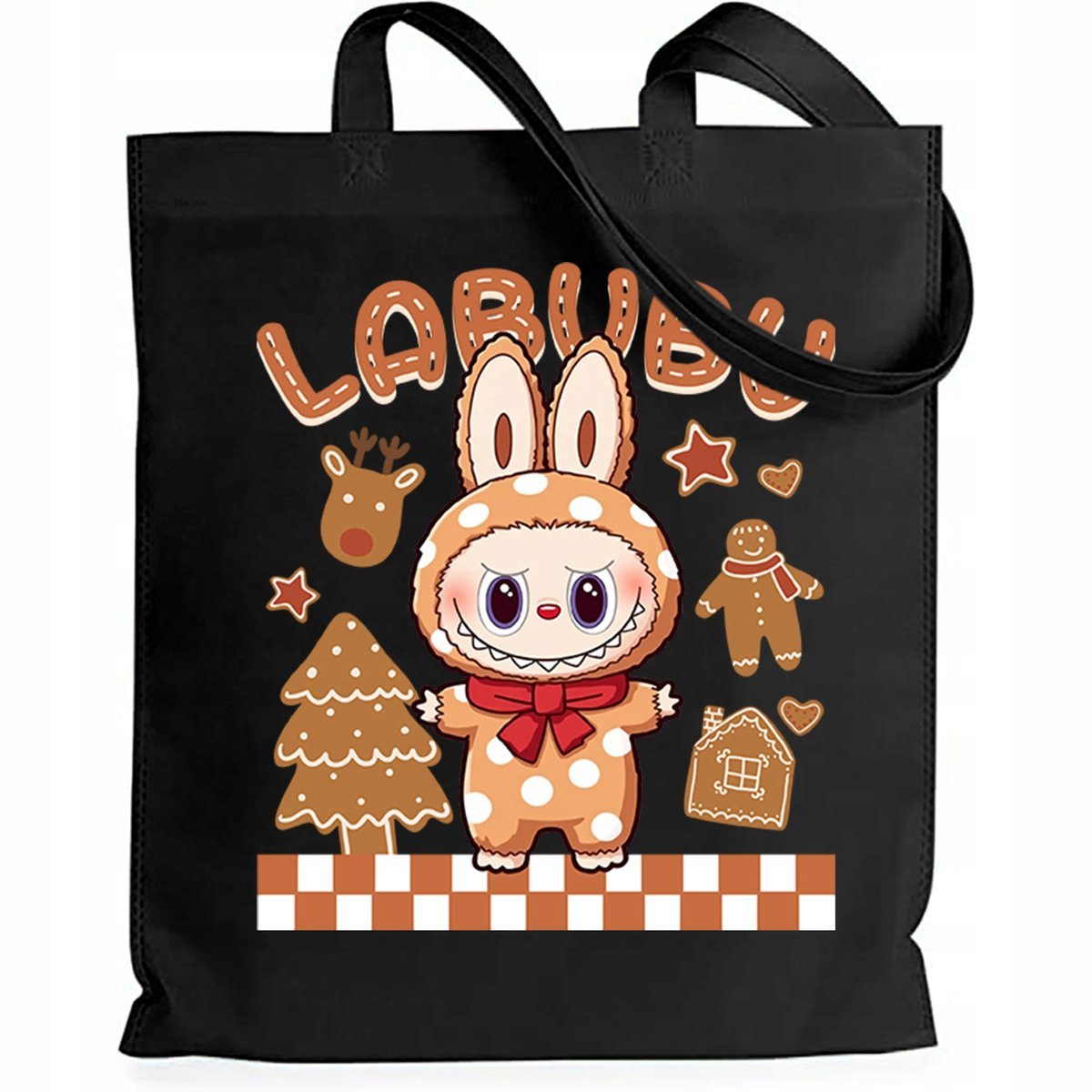 Torba EKO Czarna Shopper PIERNICZEK Prezent Święta Mikołajki Wzory