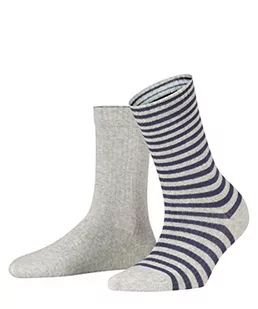 ESPRIT Sporty Stripe 2-Pack bawełniane skarpety w różnych kolorach, delikatne, wzmocnione fantazyjne wzory na lato lub zimę, zestaw 2 par, Szary (Jasnoszary 3400), 35-38 EU - Skarpetki damskie - miniaturka - grafika 1