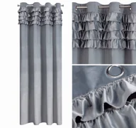 Zasłony - Zasłona Z Falbanami Welwet 140x250 Erin srebrny - miniaturka - grafika 1