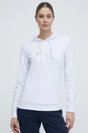 Bluzy damskie - EA7 Emporio Armani bluza damska kolor biały z kapturem z nadrukiem - miniaturka - grafika 1