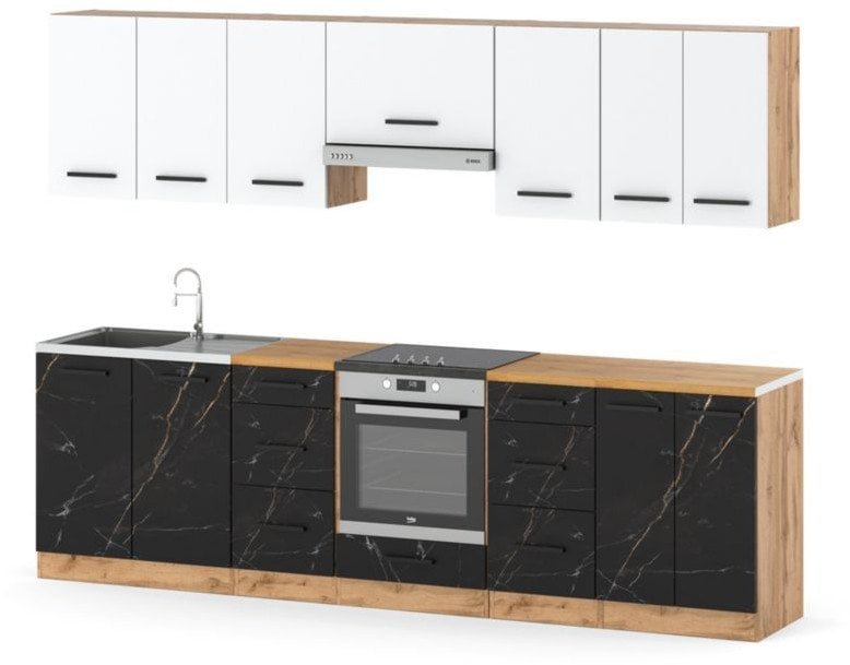 Kuchnia Piekarnik Modułowa Nowoczesna Blat 2.8m Wotan Biały San Sebastian