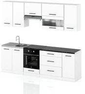 Meble kuchenne - Meble Kuchenne Nowoczesne Kuchnia Marocco 2.6m Modułowa Białe Czarne Połysk - miniaturka - grafika 1