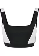 Biustonosze - URBAN CLASSICS Biustonosz sportowy Damski, Biustonosz Sportowy Jersey Elastyczny Różne Kolory Dostępne Rozmiary XS - 5XL, Czarny/biały, S - miniaturka - grafika 1