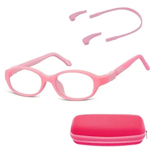 Elastyczne dziecięce oprawki okularowe zerówki owalne + gumka Sunoptic K1B Różowe - Okulary korekcyjne, oprawki, szkła - miniaturka - grafika 1