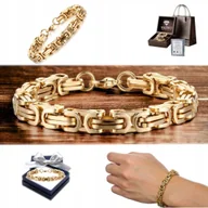 Bransolety męskie - GRUBA Bransoleta Męska Złota Bransoletka Królewska Bizantyjska 19-23cm - miniaturka - grafika 1