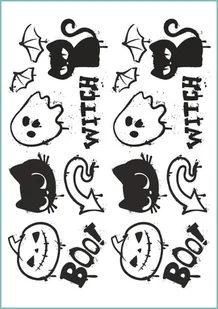 Tatuaże zmywalne tymczasowe wzory na Halloween pisane sprayem 01, arkusz A4 - Zabawki kreatywne - miniaturka - grafika 1