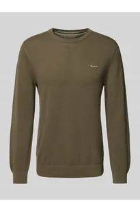 Sweter z dzianiny z wyhaftowanym logo model PIQUE - Gant - Swetry męskie - miniaturka - grafika 1