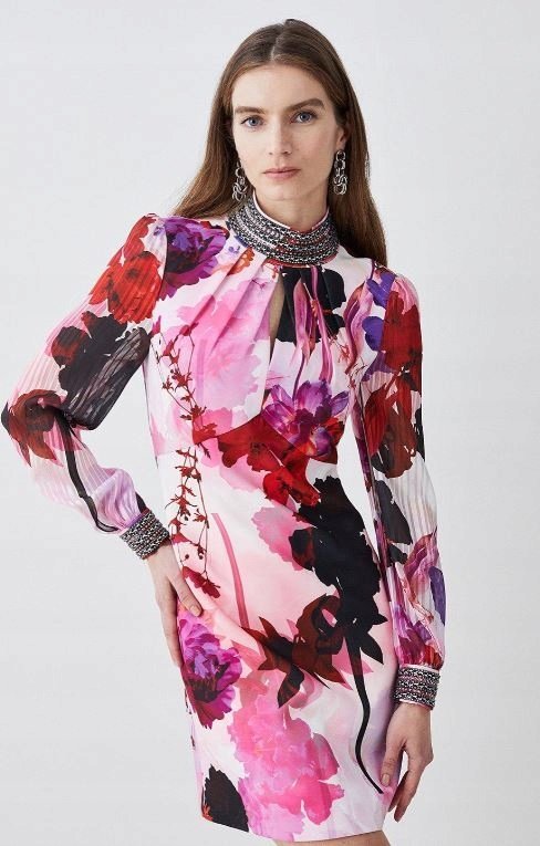 KAREN MILLEN SUKIENKA WIELOKOLOROWA MINI 42 Y1T