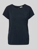 Koszulki i topy damskie - T-shirt o luźnym kroju z ażurowej dzianiny - miniaturka - grafika 1