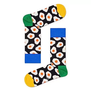 Skarpetki męskie - Happy Socks Sunny Side Up Sock, kolorowe i zabawne, Skarpety dla kobiet i mężczyzn, Czarny-Zielony-Pomarańczowy-Biały (36-40) - grafika 1