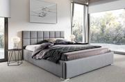 Łóżka - Łóżko tapicerowane 120x200 Santiago z materacem i pojemnikiem Szare/Popiel - miniaturka - grafika 1