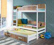 Łóżka dla dzieci i młodzieży - Łóżko piętrowe ZALA 180x80 sosna/białe - miniaturka - grafika 1