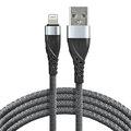 Kable USB - Kabel przewód pleciony USB - Lightning / iPhone everActive CBB-2IG 200cm z obsługą szybkiego ładowania do 2,4A szary - miniaturka - grafika 1