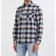 Koszule męskie - Replay Koszula męska regular fit, 020 Black/Lt Cream/Red, XL - miniaturka - grafika 1