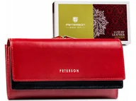 Portfele - Damski skórzany portfel Peterson pojemny na karty z RFID portmonetka na bigiel, czerwony - miniaturka - grafika 1