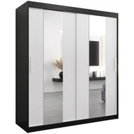 Szafy - Szafa przesuwna garderoba z lustrem i drążkiem do kawalerki Pole 180 artisan sonoma czarna biała - miniaturka - grafika 1