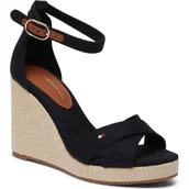 Sandały damskie - Tommy Hilfiger Koturny | z dodatkiem skóry - miniaturka - grafika 1